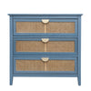 3 Drawer Cabinet Natural Rattan Suitable For Bedroom - Blue