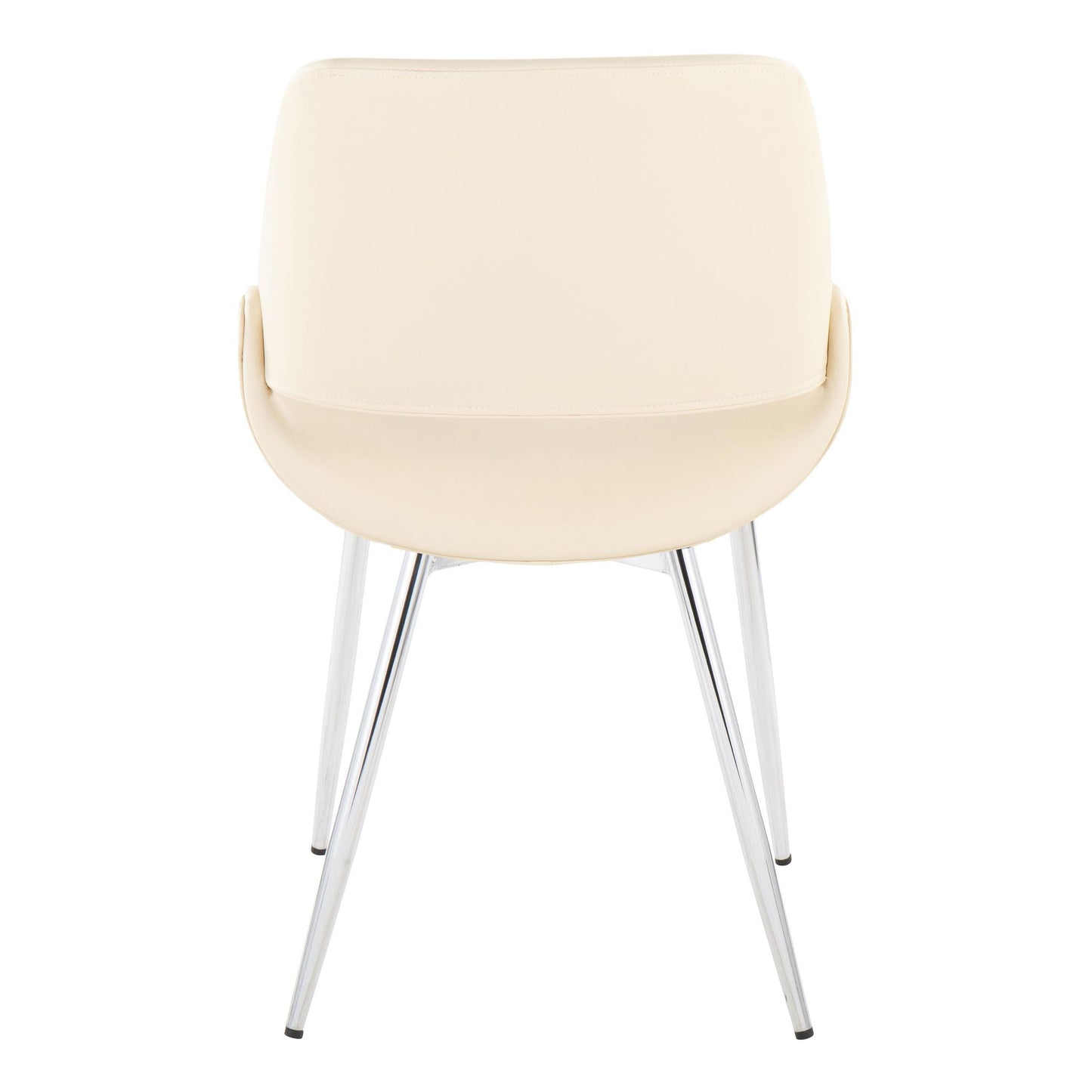 Fabrico - Mid-Century Modern Accent Dining Chair (Set of 2) - Chrome / Cream
