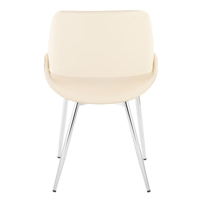 Fabrico - Mid-Century Modern Accent Dining Chair (Set of 2) - Chrome / Cream