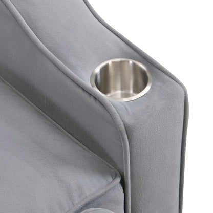 Modern Velvet Loveseat Futon Sofa Couch With Pullout Bed, Adjustable Backrest, Toss Pillows - Light Gray