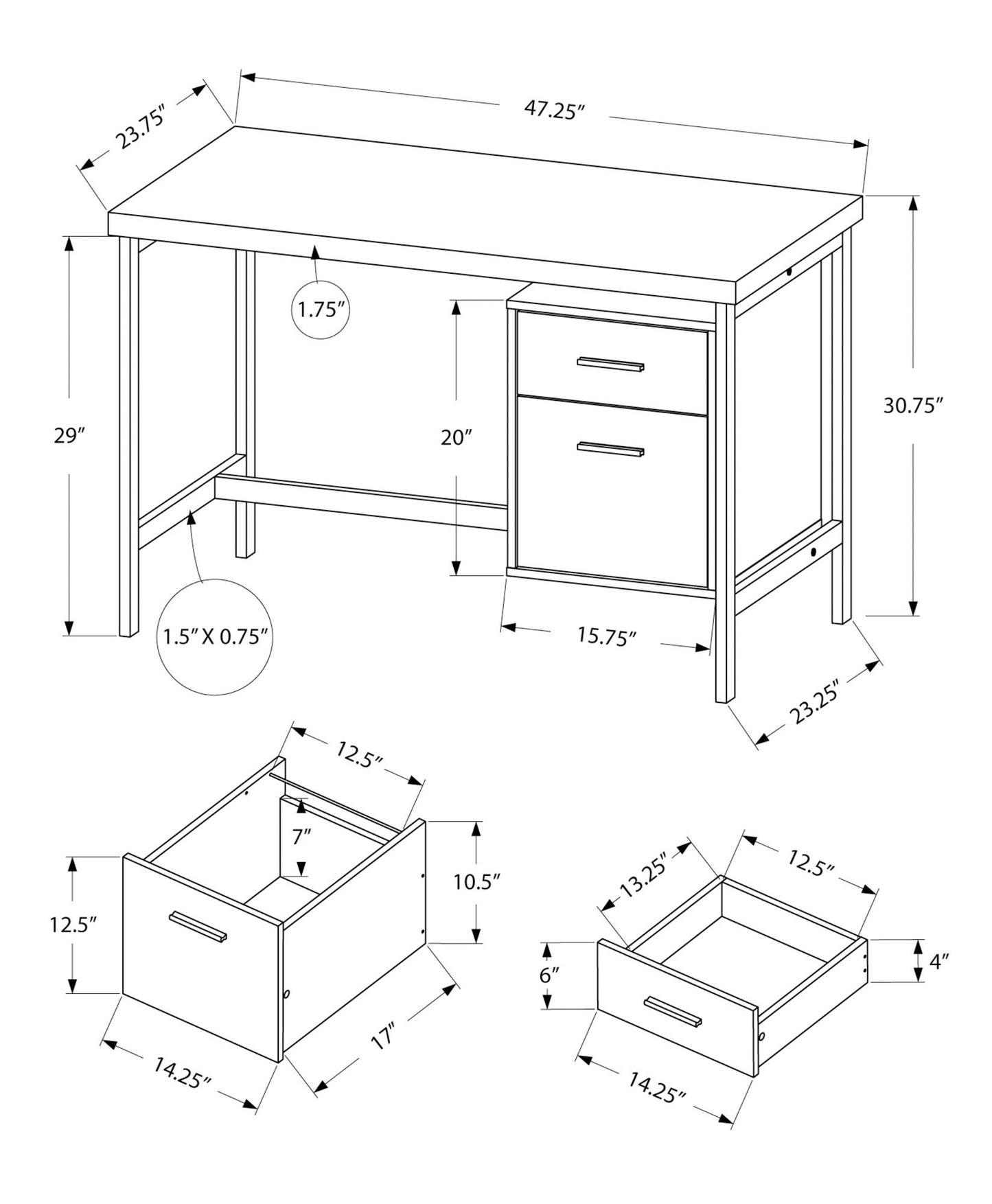 Computer Desk For Home Office, Laptop, Left Right Set - Up, Storage Drawers, Contemporary And Modern - White