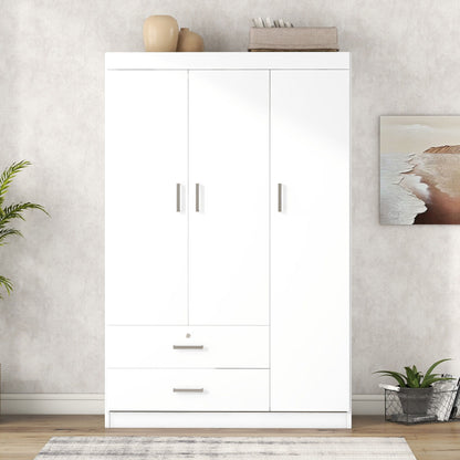 3 Door Wardrobe With 2 Drawers - White