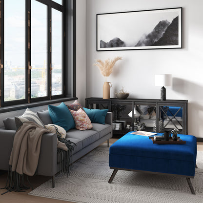 Owen - Square Coffee Table Storage Ottoman - Blue