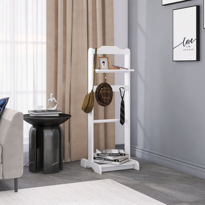Accent Portable Garment Rack, Clothes Valet Stand With Storage Organizer - White