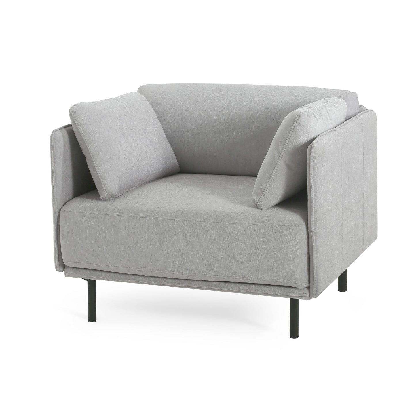 Vintage Lounge Chair With Polyester Upholstery, Solid Wood Frame & Steel Legs - Gray