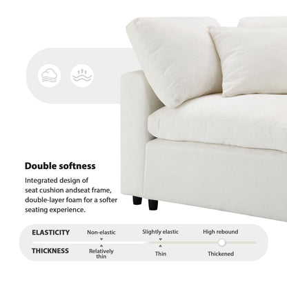 Modern Modular Cloud Sofa Bed, 6 Seat Chenille Sectional Couch Set With Ottoman, Free Combination, Convertible U Shaped Sleeper Sofa - Beige