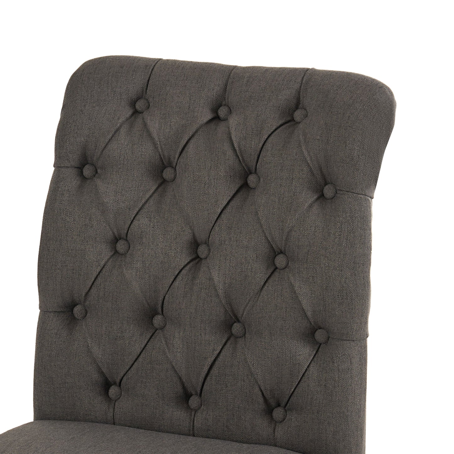 Broxton - Tuft Dining Rolltop Chairs With Button Tufted Backrest (Set of 2) - Dark Gray