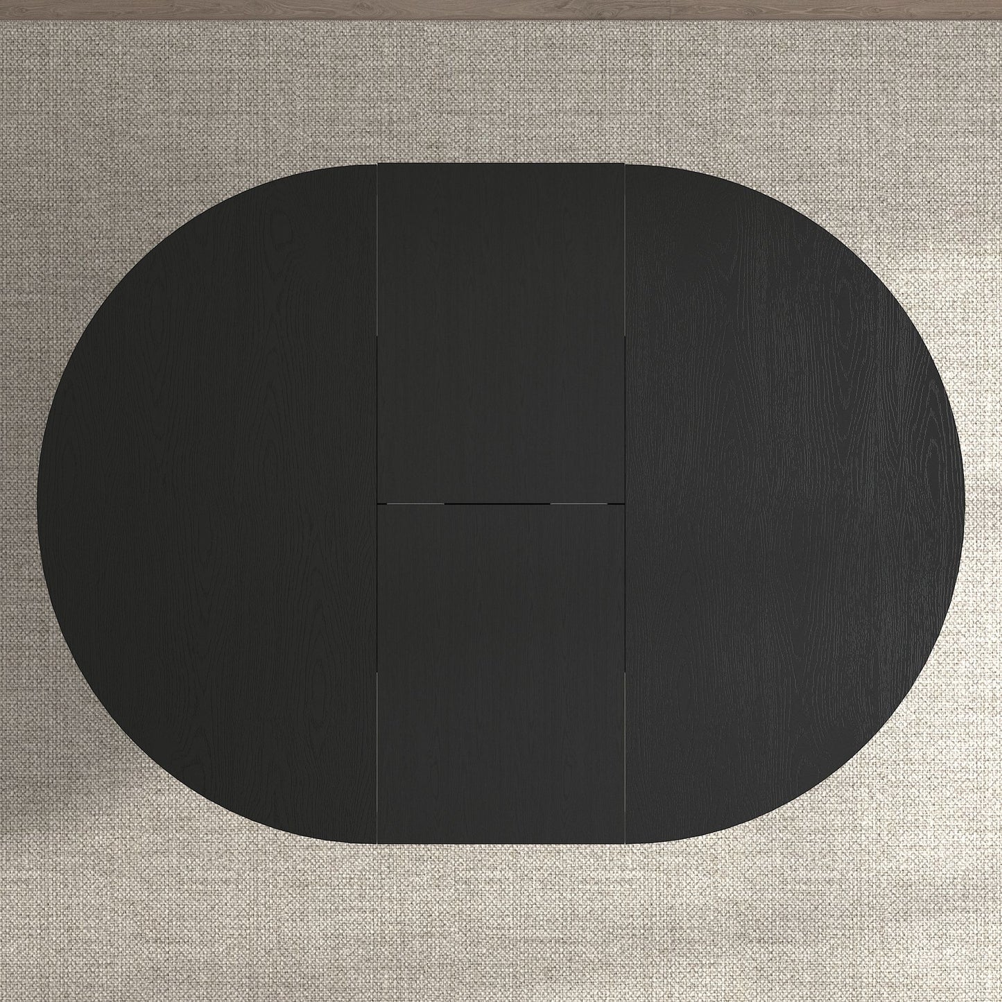 Dining Table For Farmhouse Kitchen Expandable Oval Table Top With Removable Leaf Trestle X Shaped Base - Black