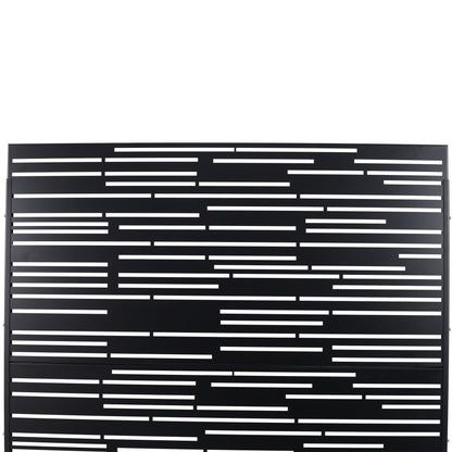 Outdoor & Indoor Privacy Screen Freestanding Decorative Panel Steel - Black