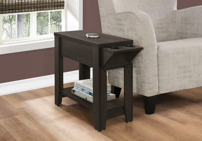 Accent Side Table, Storage, Lamp, Transitional - Espresso