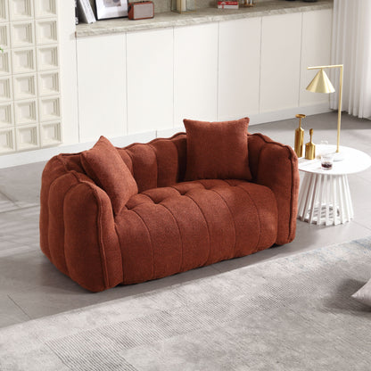 Soft Beanbag Chair With High Resilience Foam Core For Two People, The Comfortable Square Recliner Sofa Is Ideal For Family Members And Friends Engaged In Games, Reading, Watching TV - Red / Brown