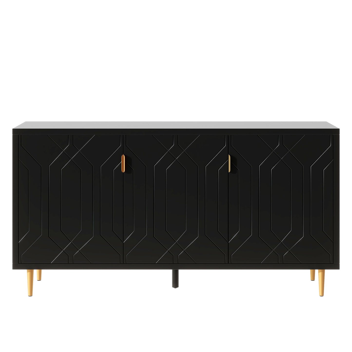 Modern TV Stand With 3 Doors And Adjustable Shelves For Living Room, Fits TVs Up To 70" - Black