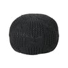 Bordeaux - Knitted Cotton Round Pouf, Multi Purpose Home Accessory - Dark Gray