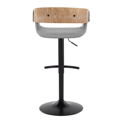 Elisa - Mid-Century Modern Adjustable Barstool With Swivel With Rounded T Footrest (Set of 2) - Black / Whitewashed / Gray