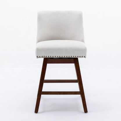 Counter Height Swivel Barstools, Upholstered Bar Stools (Set of 2) - Ivory