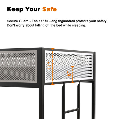 Adam - Twin Over Twin Bunk Guard Rail - Black With White Mesh
