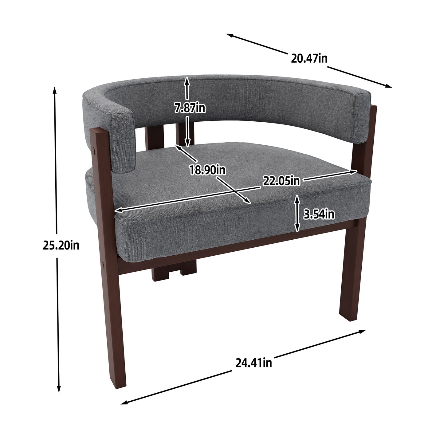 Modern Accent Chair Teddy Upholstered Armchair With Open Back 3 Legs Barrel Dining Chair Comfy Side Chair (Set of 2) - Gray