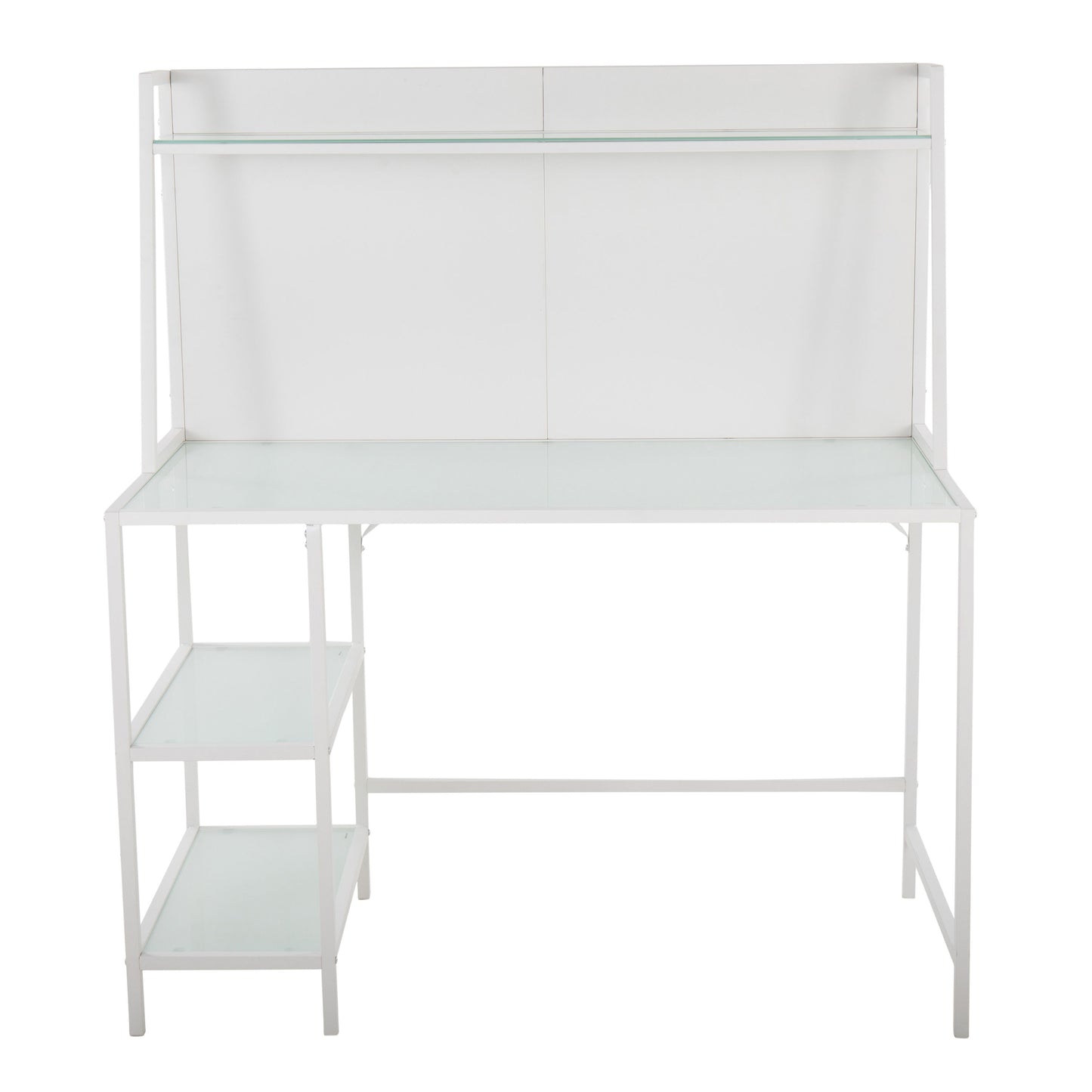 Geo - Tier Contemporary Desk - White / Frosted