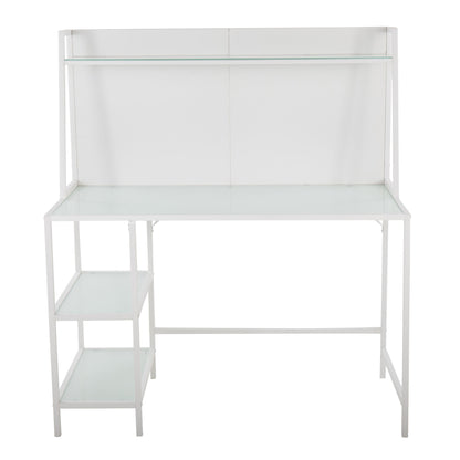 Geo - Tier Contemporary Desk - White / Frosted