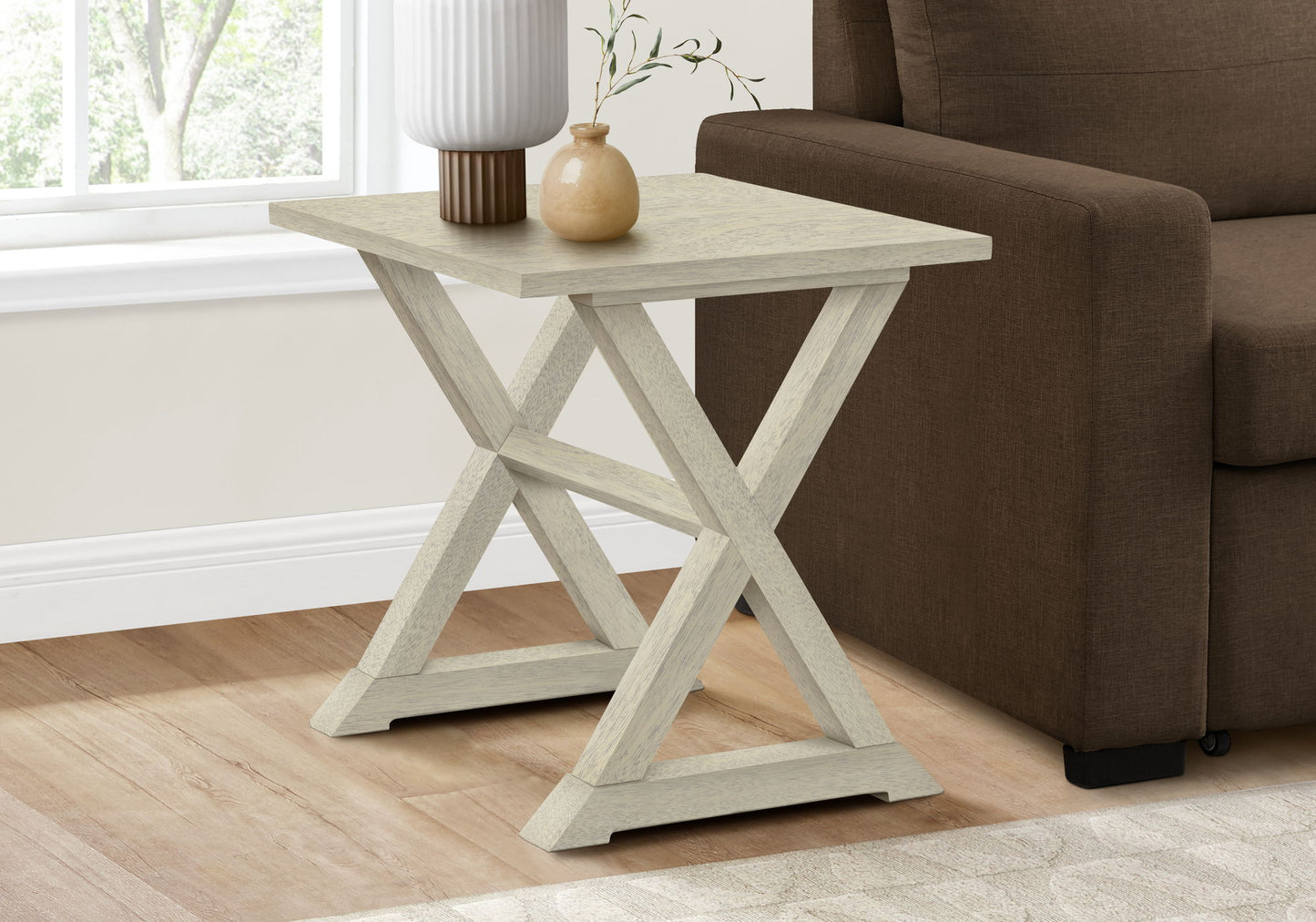 Accent End Table, Square, Transitional - White