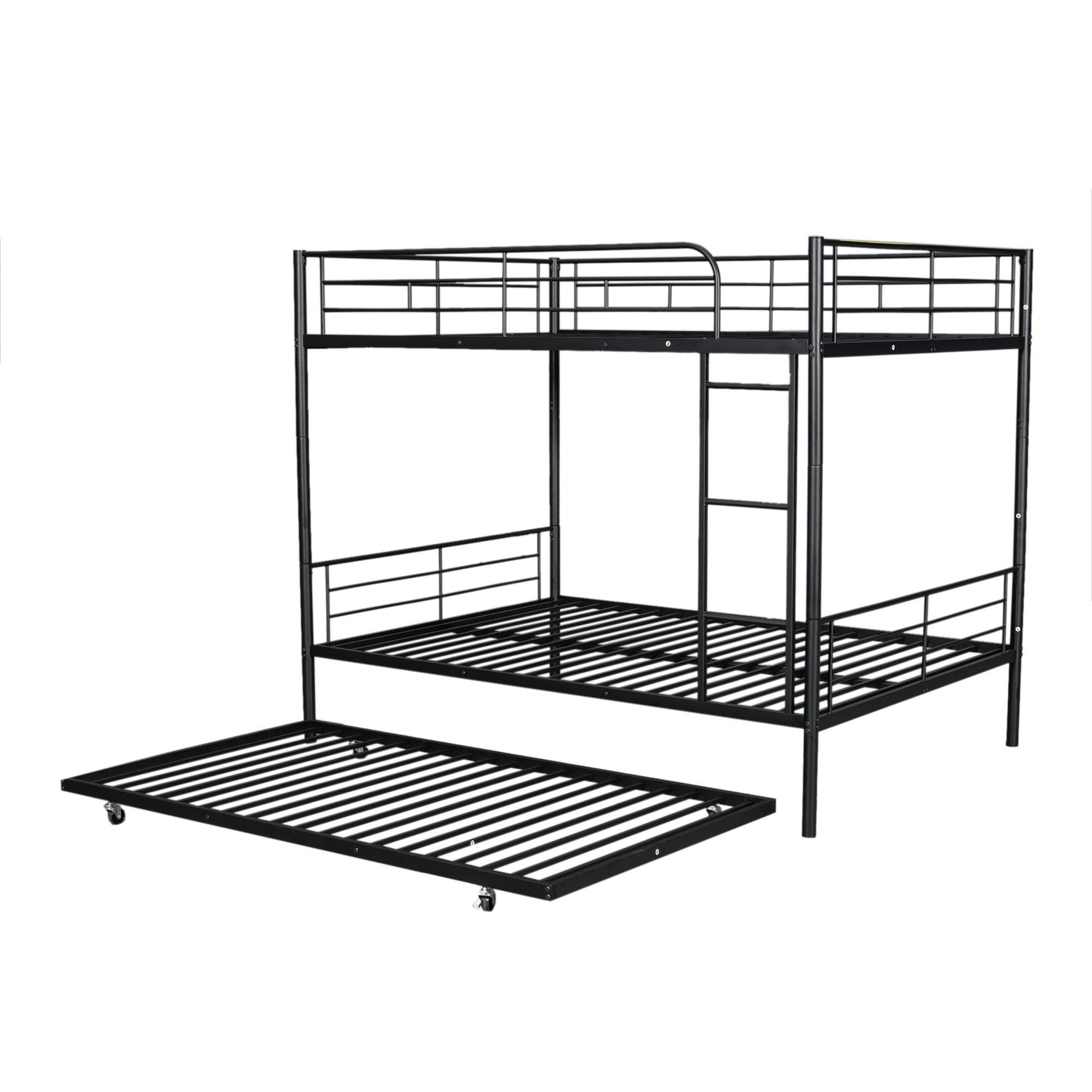 Full Over Full Metal Bunk Bed With Trundle - Black
