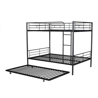 Full Over Full Metal Bunk Bed With Trundle - Black