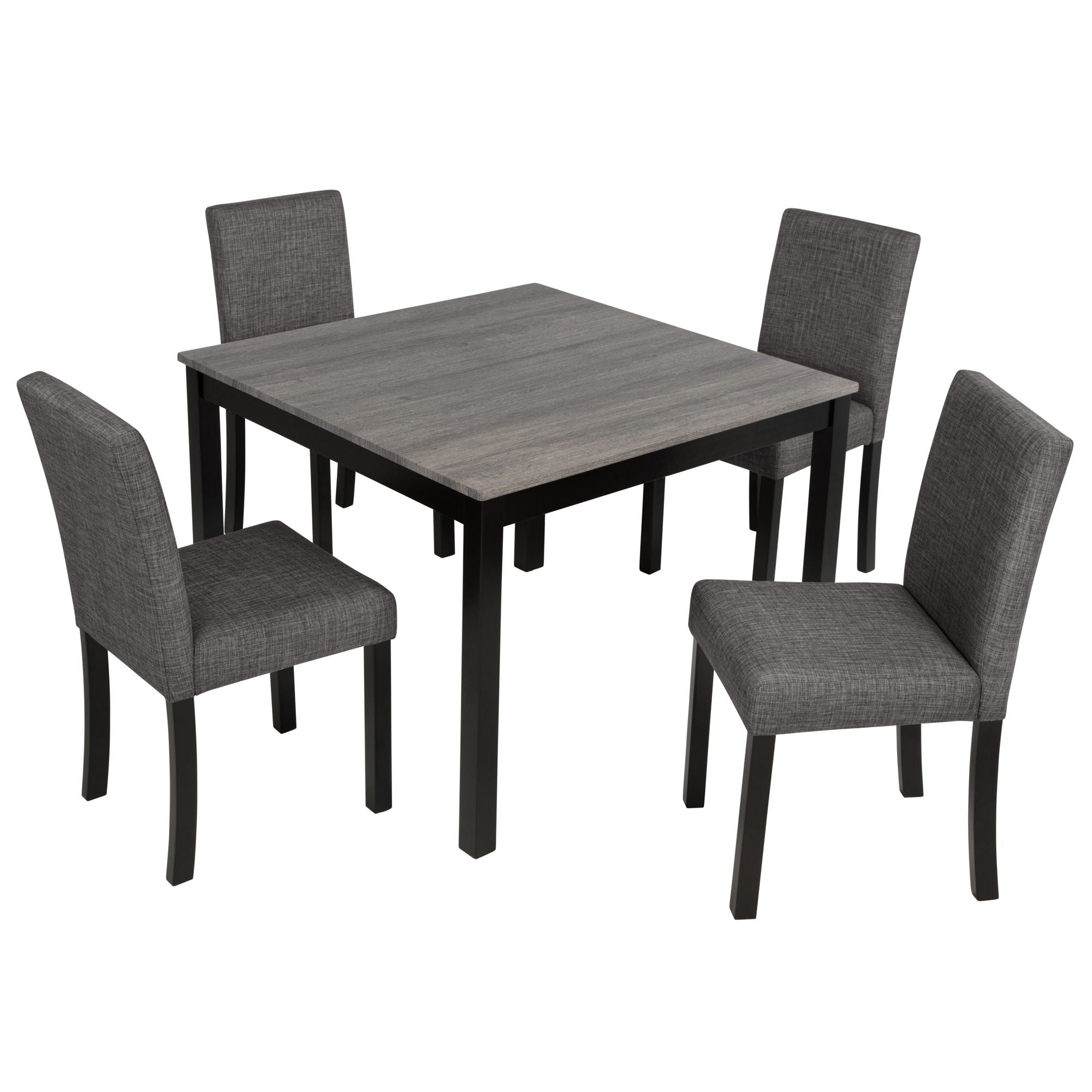 Modern 5 Piece Dining Table Set With 4 Chairs For Kitchen Or Dining Room - Light Gray / Black