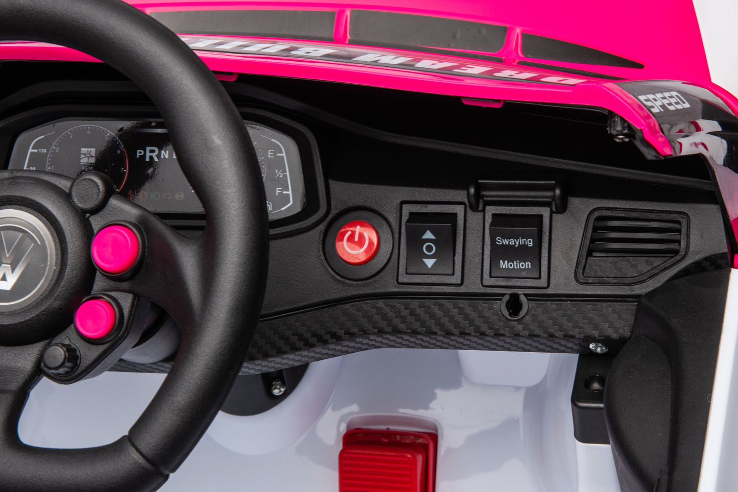 12V4A 20W*2 One Button Start, Forward And Backward, High And Low Speed, Music, Front Light, Power Display, Two Doors Can Open, 2.4G R / C, Seat Belt Four Wheel Absorber Kids Ride On Car - Pink