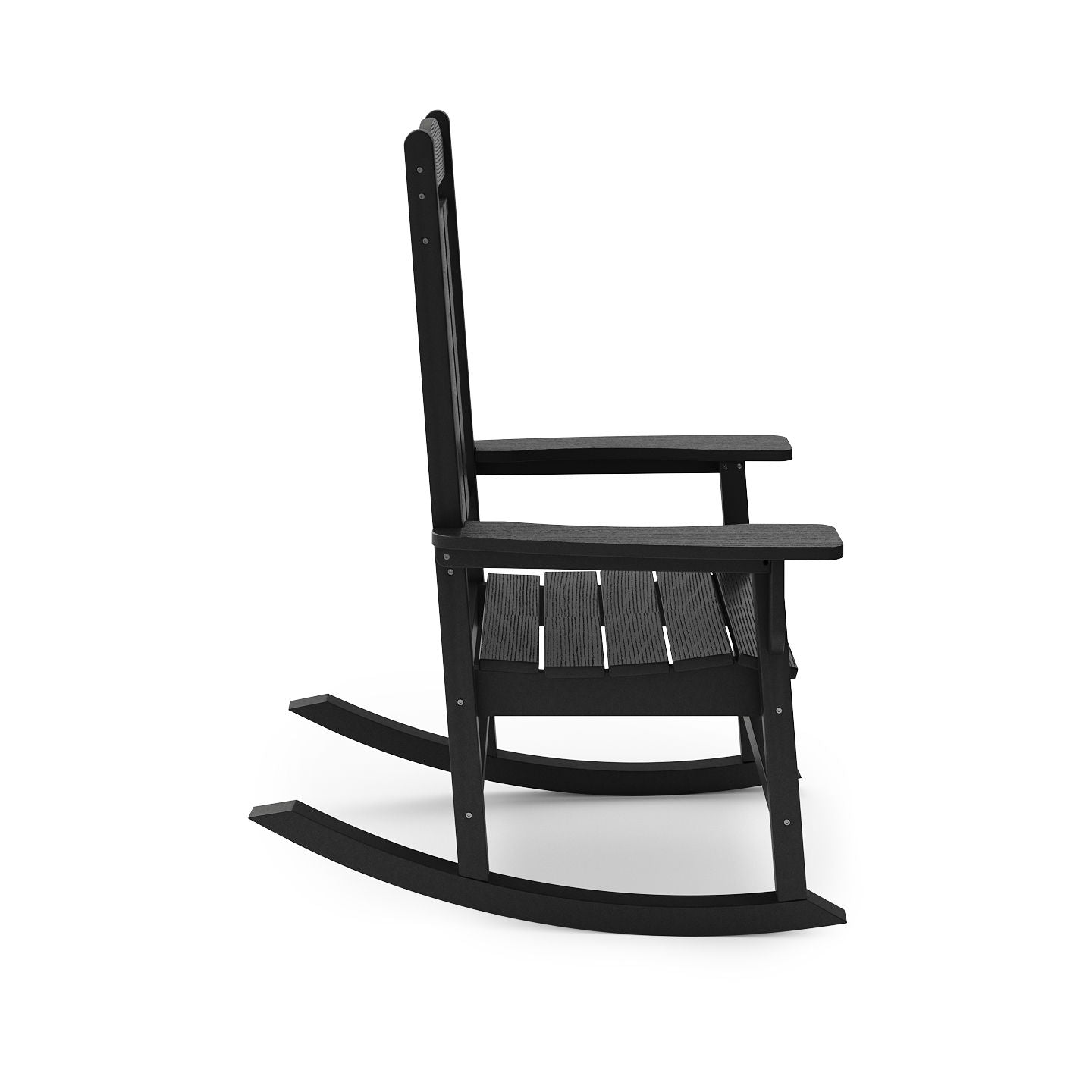 Traditional Porch Rocker Classic HDPE Poly Lumber For Porch, Patio, And Garden Comfort - Black