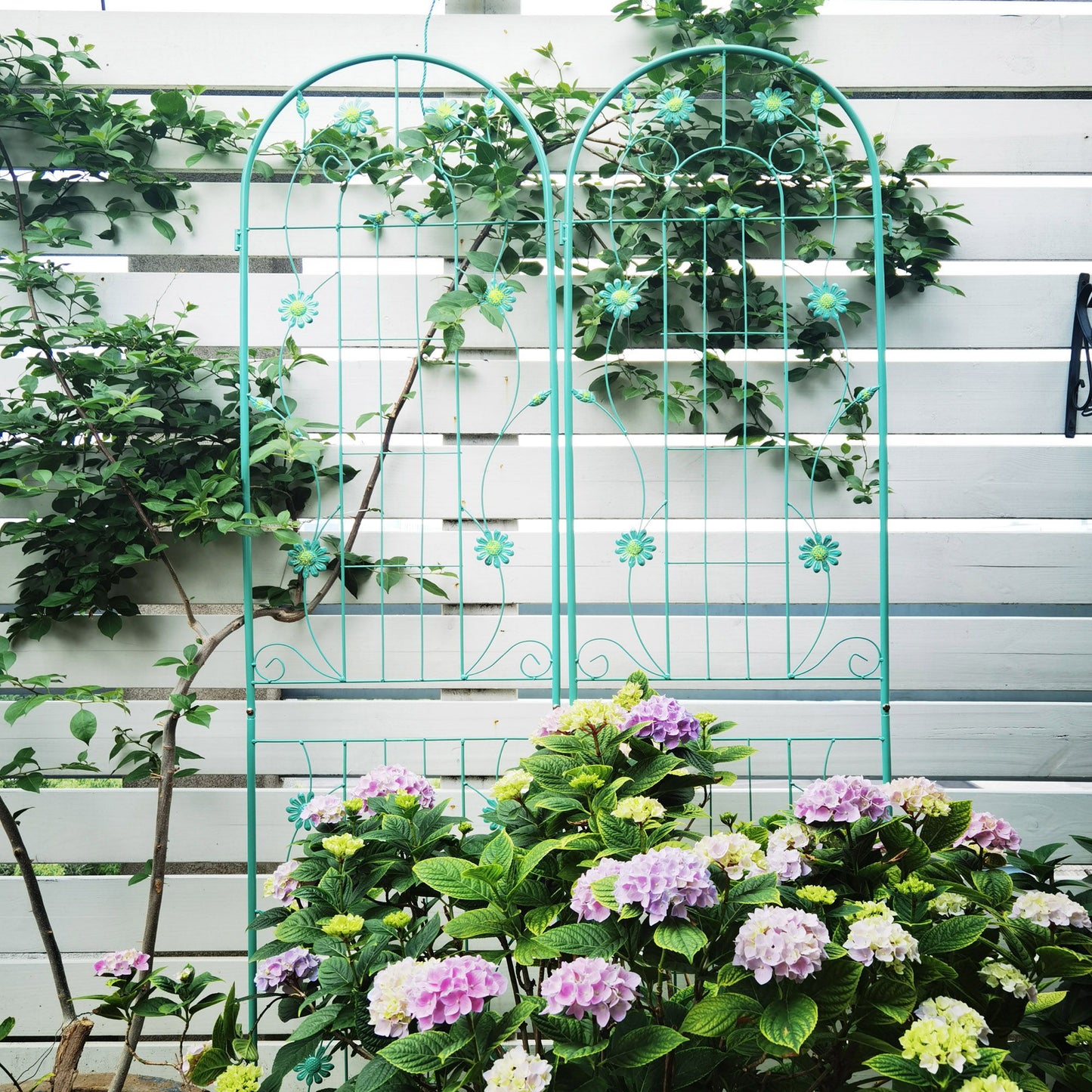 2 Pack Metal Garden Trellis Rustproof Trellis For Climbing Plant Outdoor Flower Support - Green