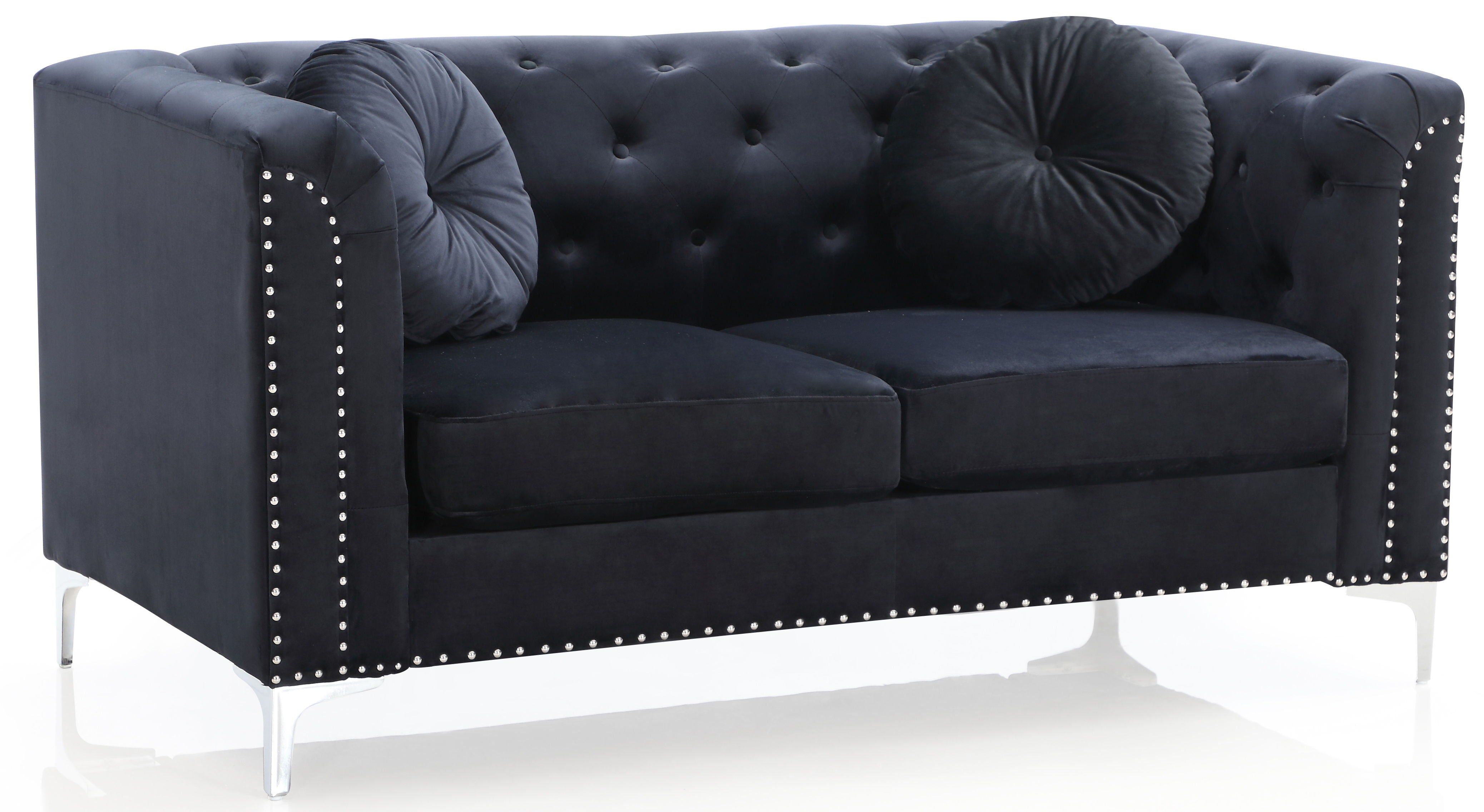 Loveseat Sleek Contemporary - Black