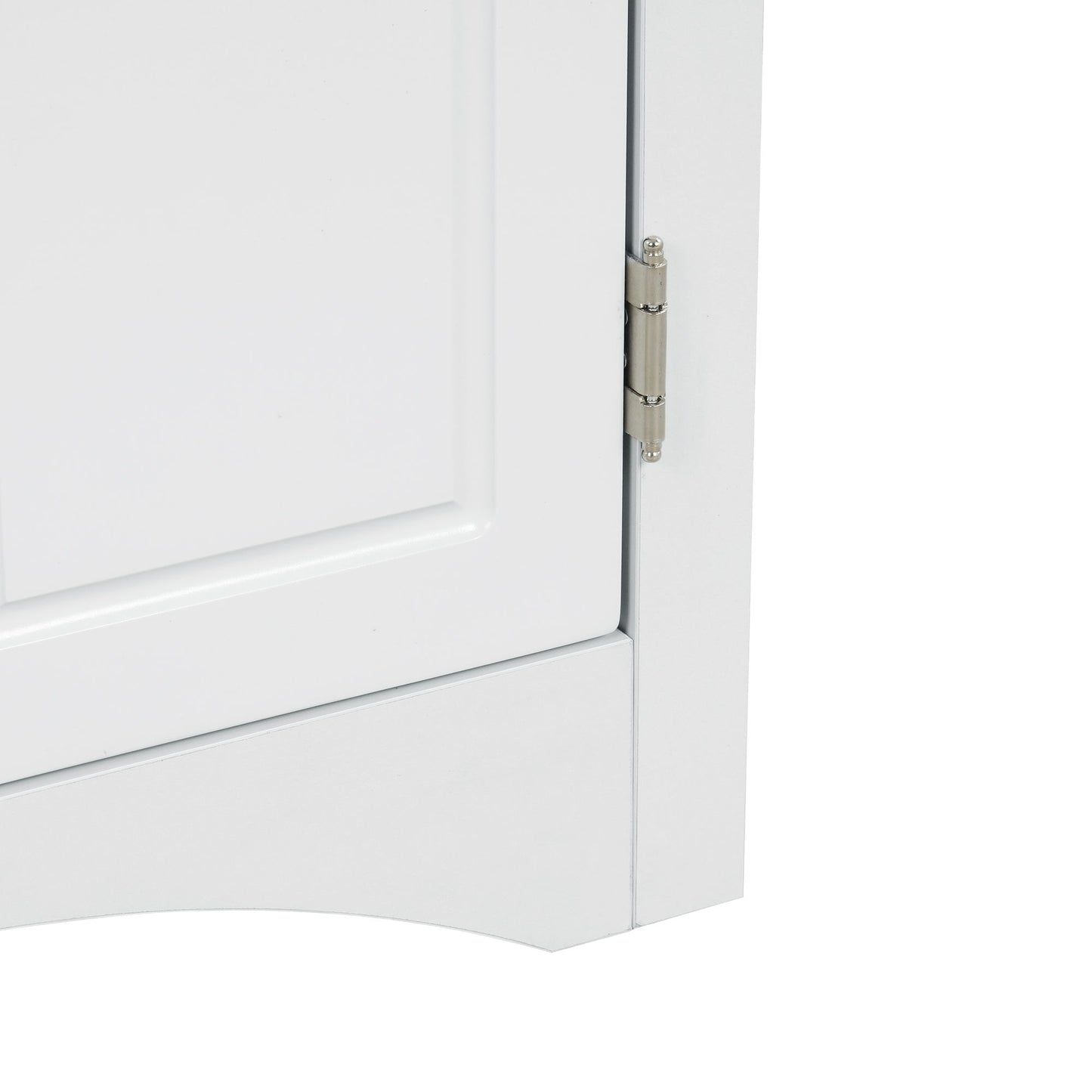 Triangle Bathroom Storage Cabinet With Adjustable Shelves, Freestanding Floor Cabinet For Home Kitchen - White