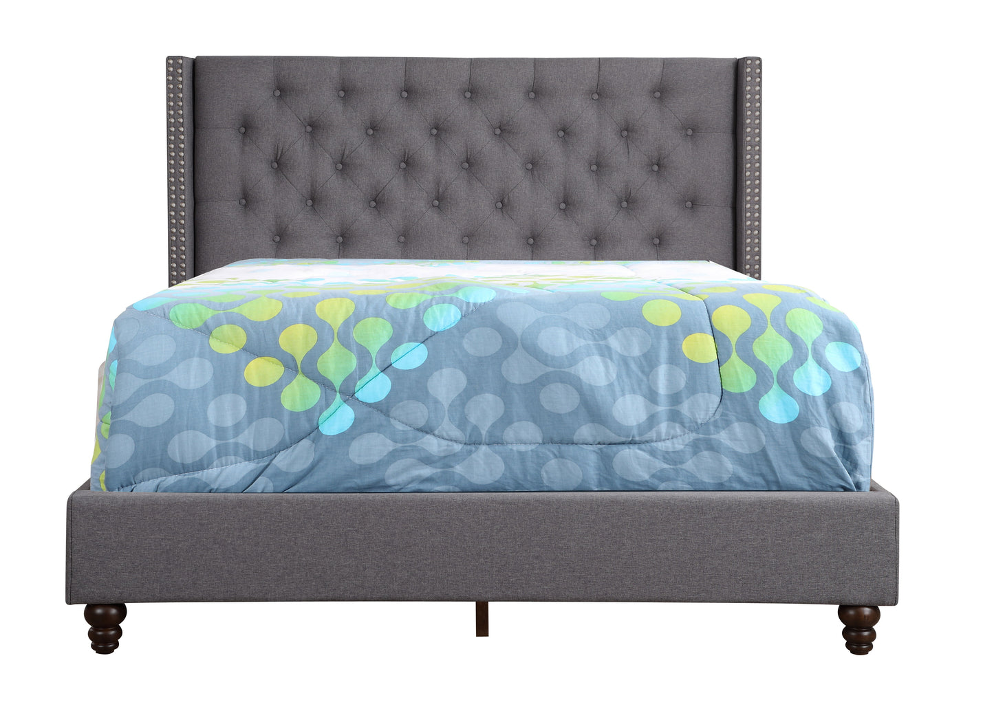 Queen Transitional Upholstered Bed - Gray
