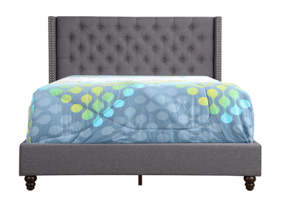 Queen Transitional Upholstered Bed - Gray