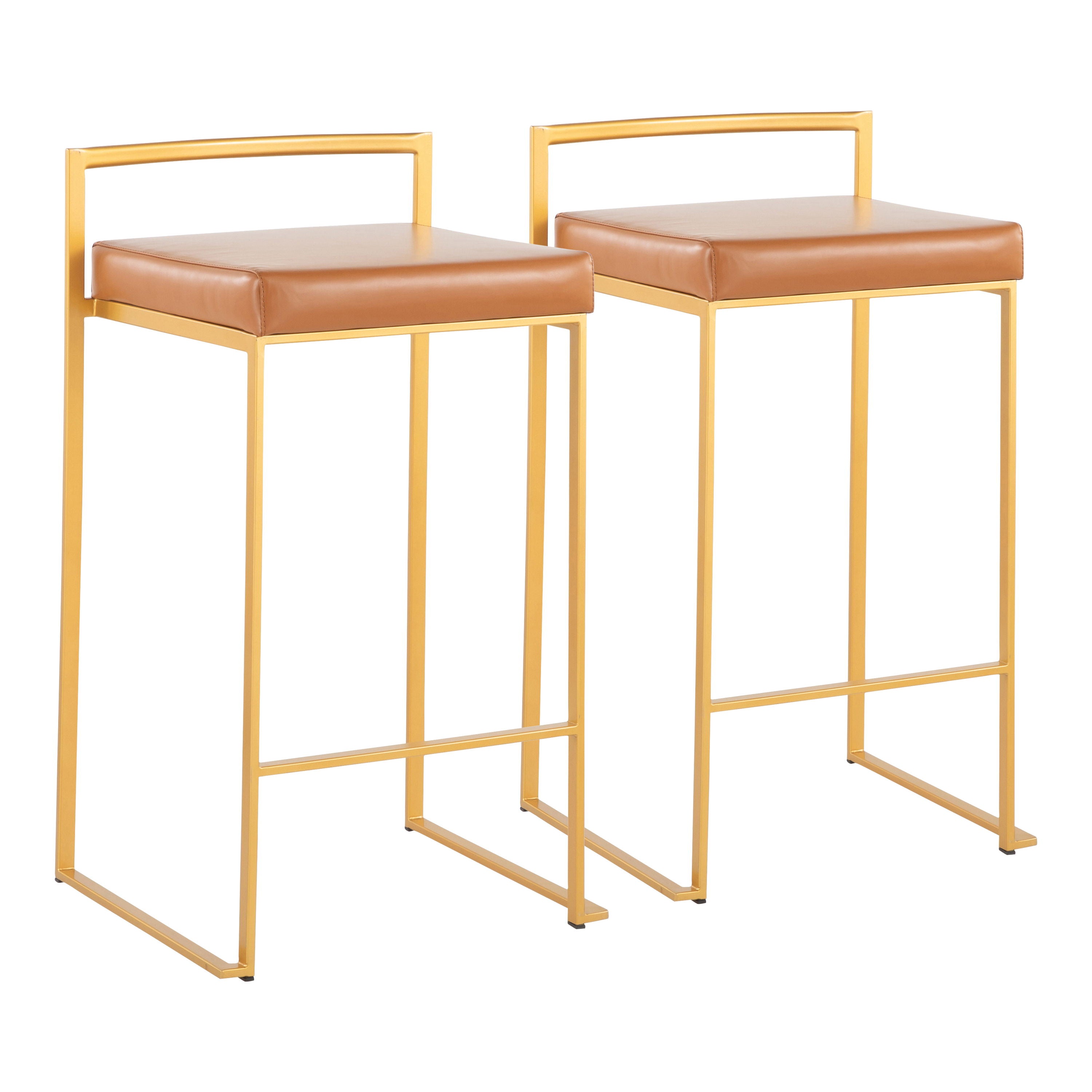 Fuji - Contemporary Stackable Counter Stool (Set of 2) - Gold / Camel