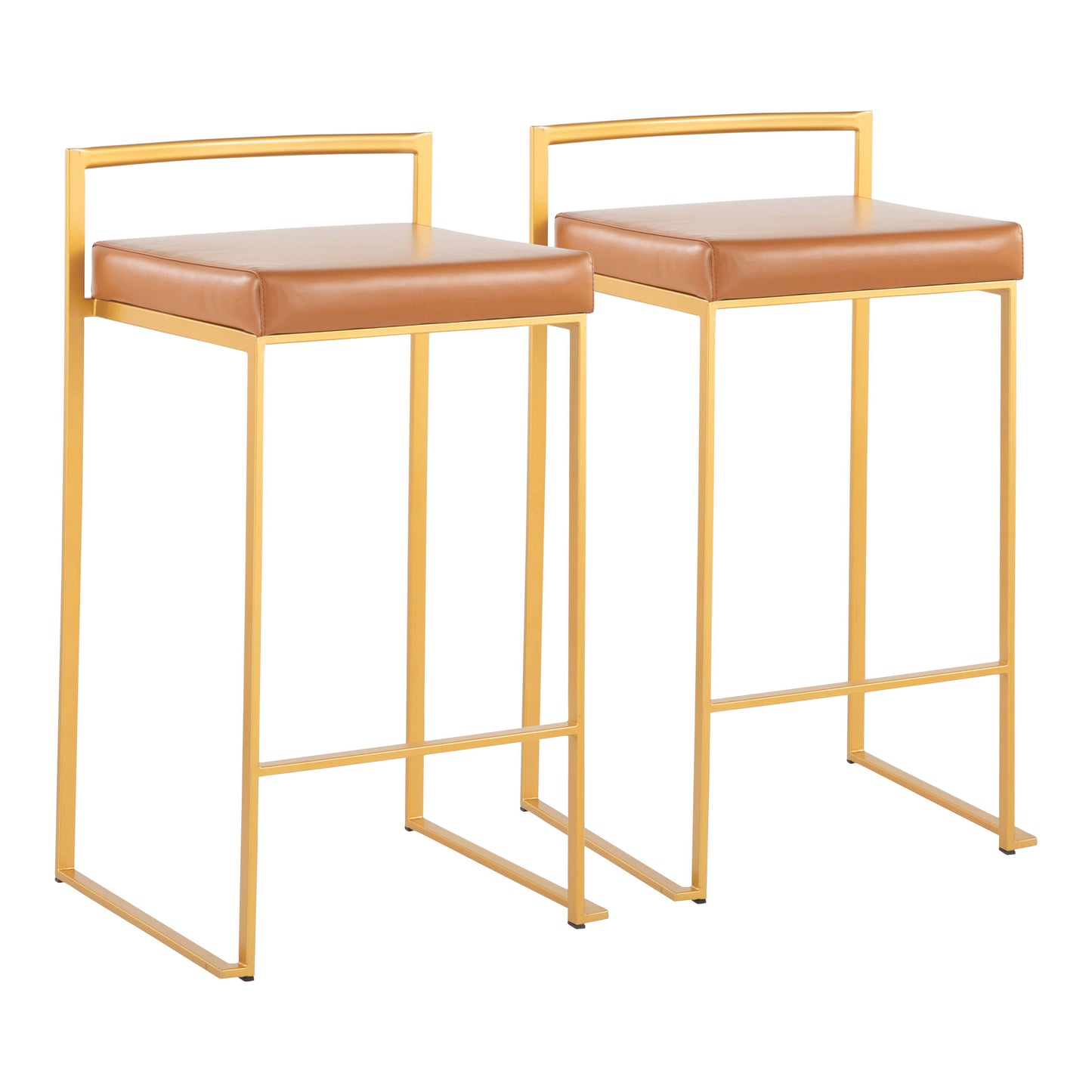 Fuji - Contemporary Stackable Counter Stool (Set of 2) - Gold / Camel