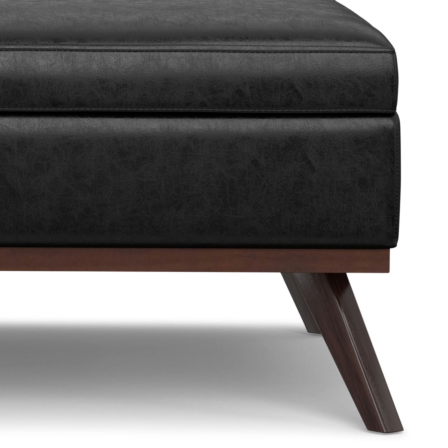 Owen - Extra Large Square Coffee Table Storage Ottoman - Distressed Black