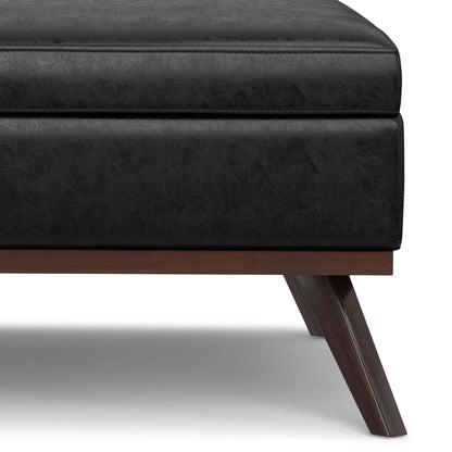 Owen - Extra Large Square Coffee Table Storage Ottoman - Distressed Black