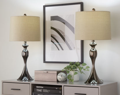 Ashland - Contemporary Table Lamp (Set of 2) - Gun - Light Gray Slub