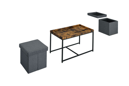 Monty - Wood Grain 3 Piece Coffee Table Set With Raised Edges (Set of 3) - Weathered Oak