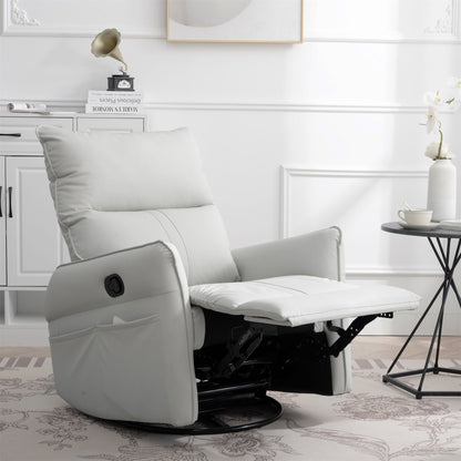 Rocking Recliner Chair, 360 Degree Swivel Nursery Rocking Chair, Glider Chair, Modern Small Rocking Swivel Recliner Chair For Bedroom, Living Room Chair Home Theater Seat, Side Pocket - Light Gray