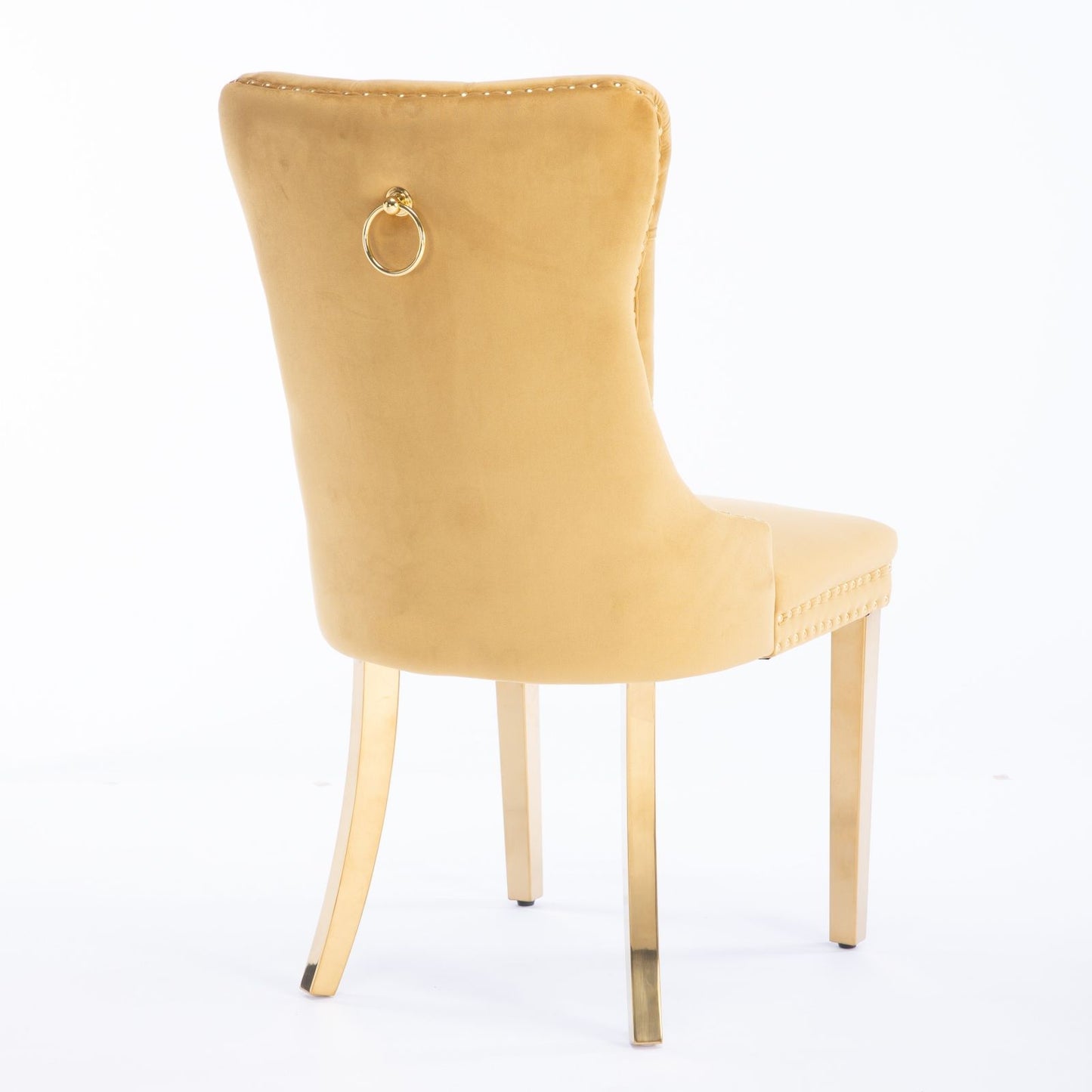 Nikki - Modern, High-End Tufted Solid Wood Contemporary Velvet Upholstered Dining Chair With Golden Stainless Steel Plating Legs, Nailhead Trim (Set of 2) - Gold