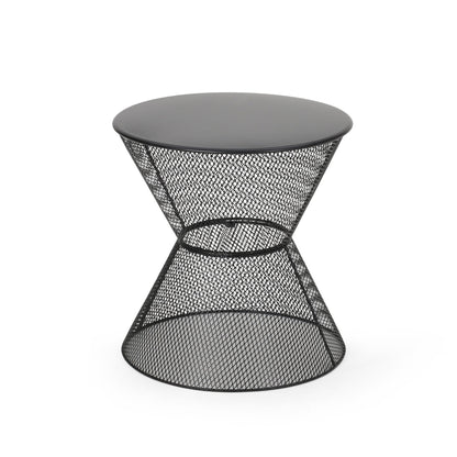 Nevada - Outdoor Side Table With Breezy Mesh Look - Matte Black