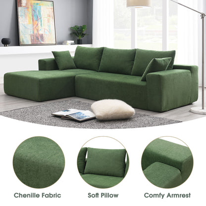 Modular Sectional Living Room Sofa Set, Modern Minimalist Style Couch, Upholstered Sleeper Sofa Salon, 2 Piece Free Combination, L-Shape - Green