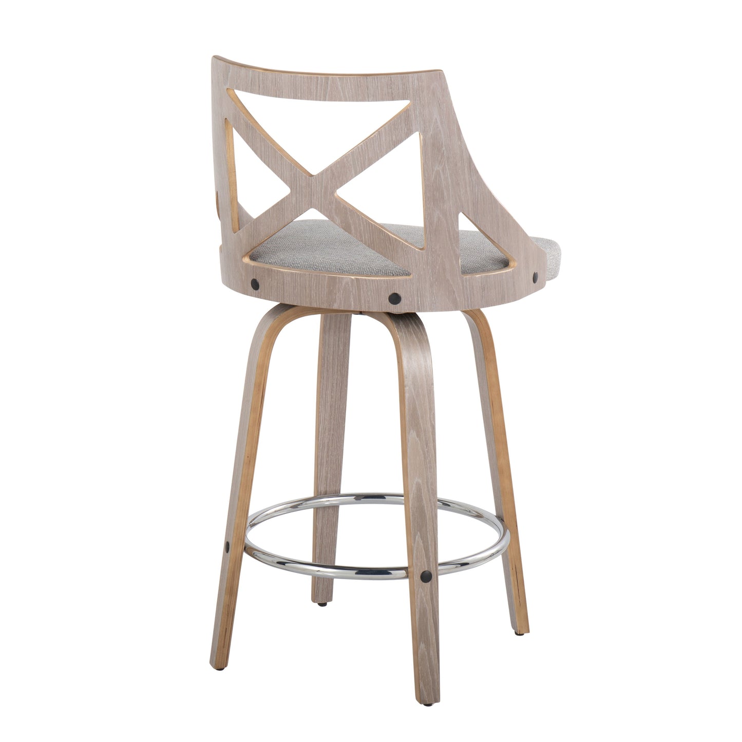 Charlotte - Farmhouse Fixed Height Counter Stool With Swivel With Round Footrest (Set of 2) - Light Gray