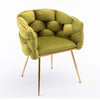 Luxury Modern Simple Leisure Velvet Single Sofa Chair Bedroom Lazy Person Household Dresser Stool Manicure Table Back Chair - Olive Green