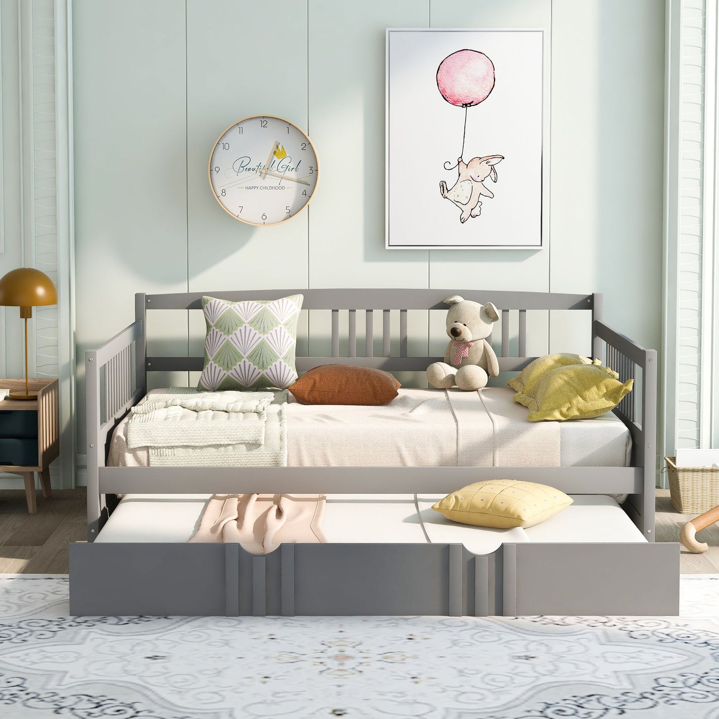 Full Size DayBed With Twin Size Trundle - Gray