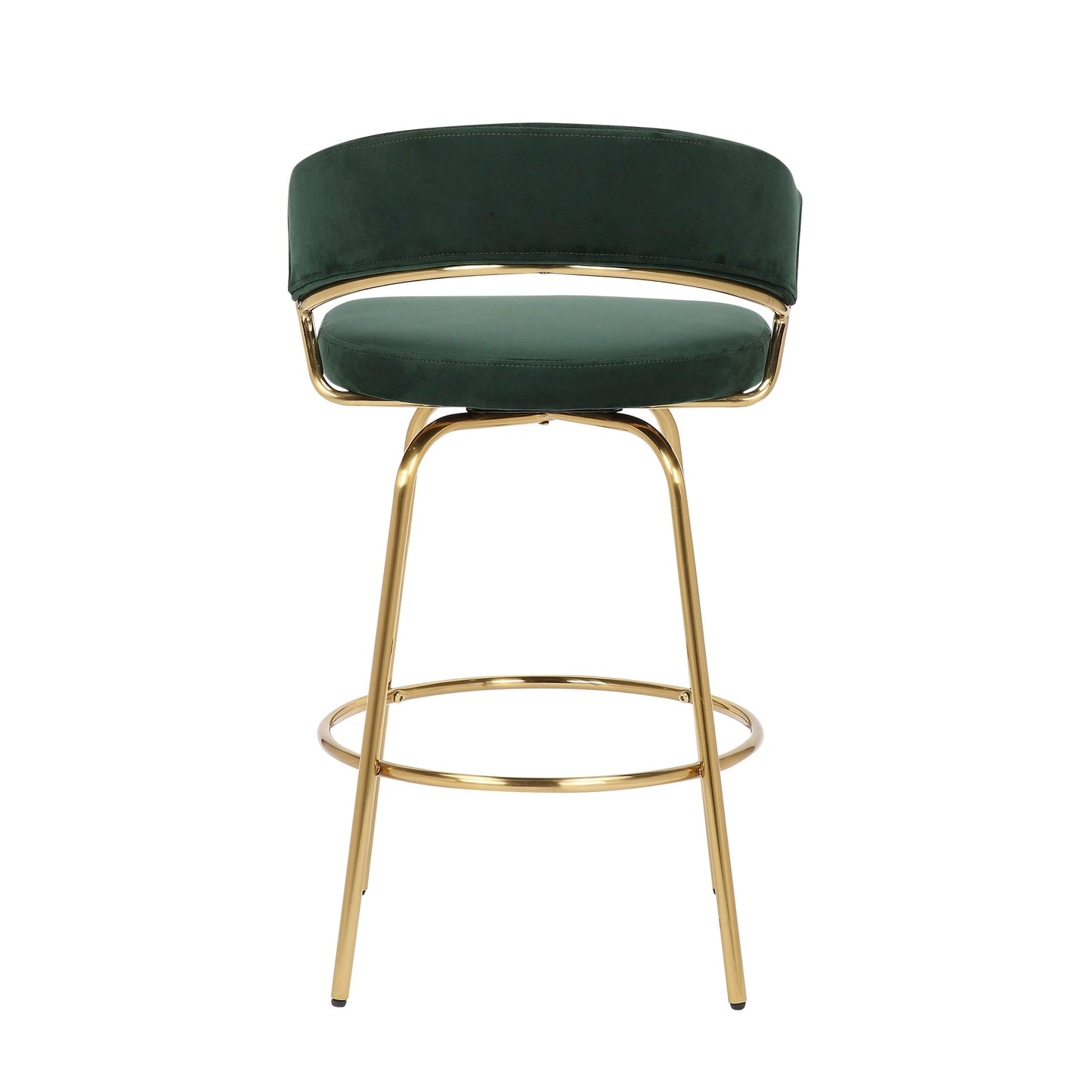 Jie - Glam Fixed Height Counter Stool (Set of 2) - Gold / Green
