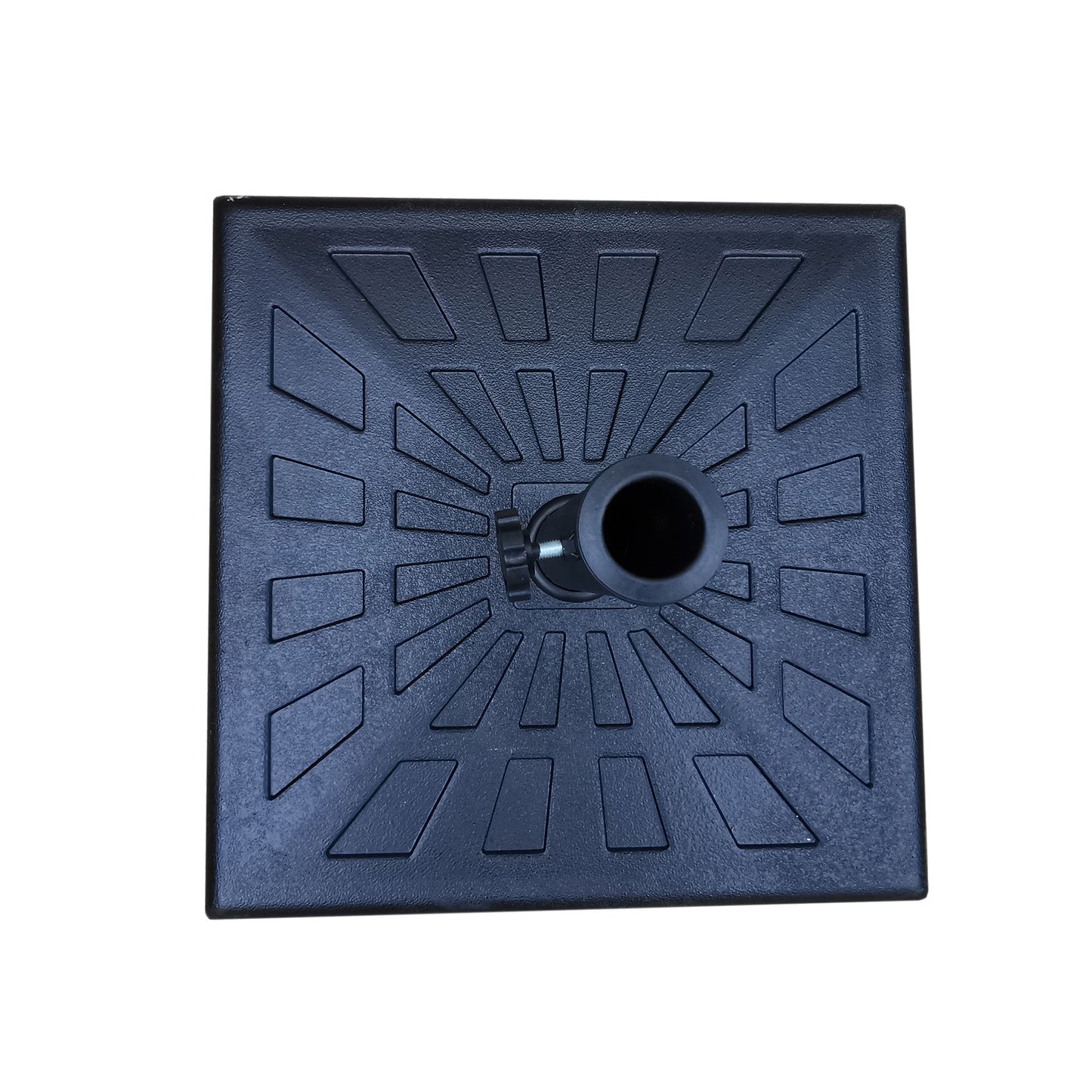 8.8' Outdoor Aluminum Patio Umbrella, Patio Umbrella, Market Umbrella With 42 Pound Square Resin Umbrella Base, Push Button Tilt And Crank Lift - Gray