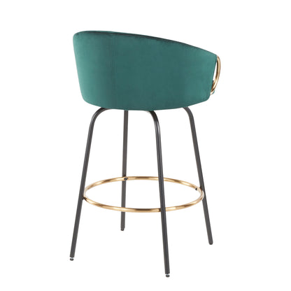 Claire - Contemporary / Glam Counter Stool (Set of 2) - Black / Emerald Green